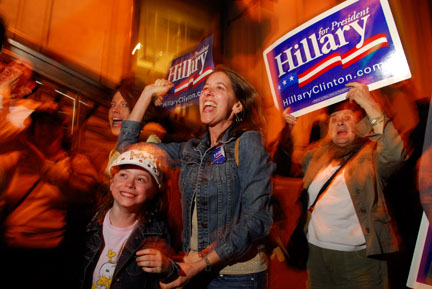 supporters with signs