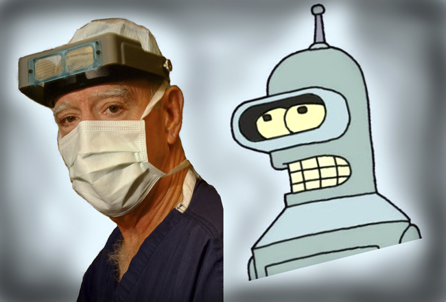 dr. joe flannagan and look a like Bender animated character